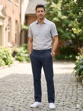 Amazon Essentials Classic Men's Navy Pants cotton blend smart casual wear A0206